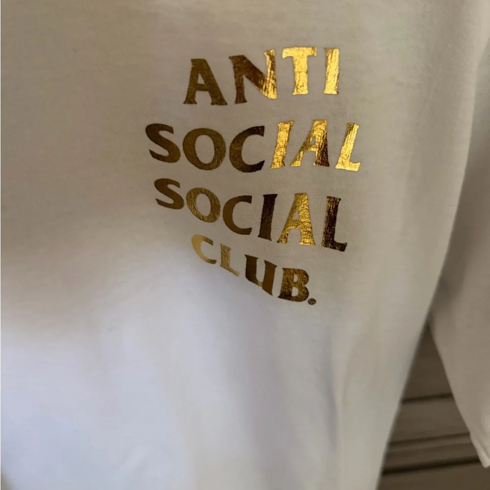Anti Social Social Club White T‑Shirt with Gold Foil Logo
